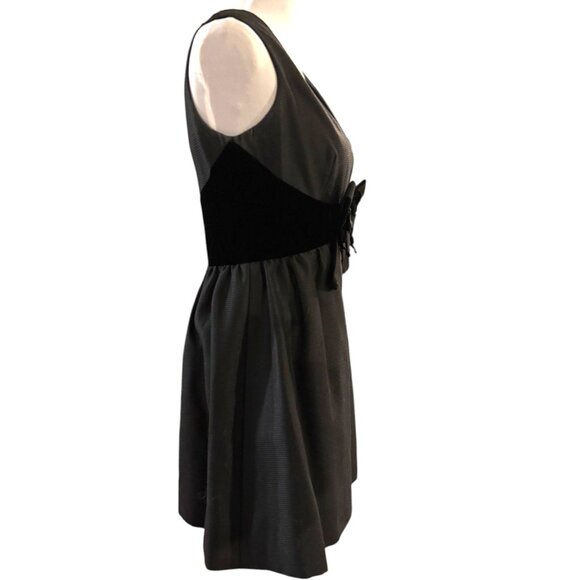 VTG 50s 60s Bonwit Teller Woman's black velvet contrast flower cocktail dress XS - Picture 4 of 12